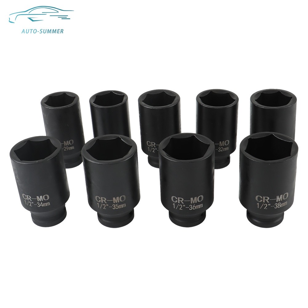 1/2″ Drive Metric Axle Hub Nut Socket 9pcs 29-38mm Deep Impact Socket Tool Kit
