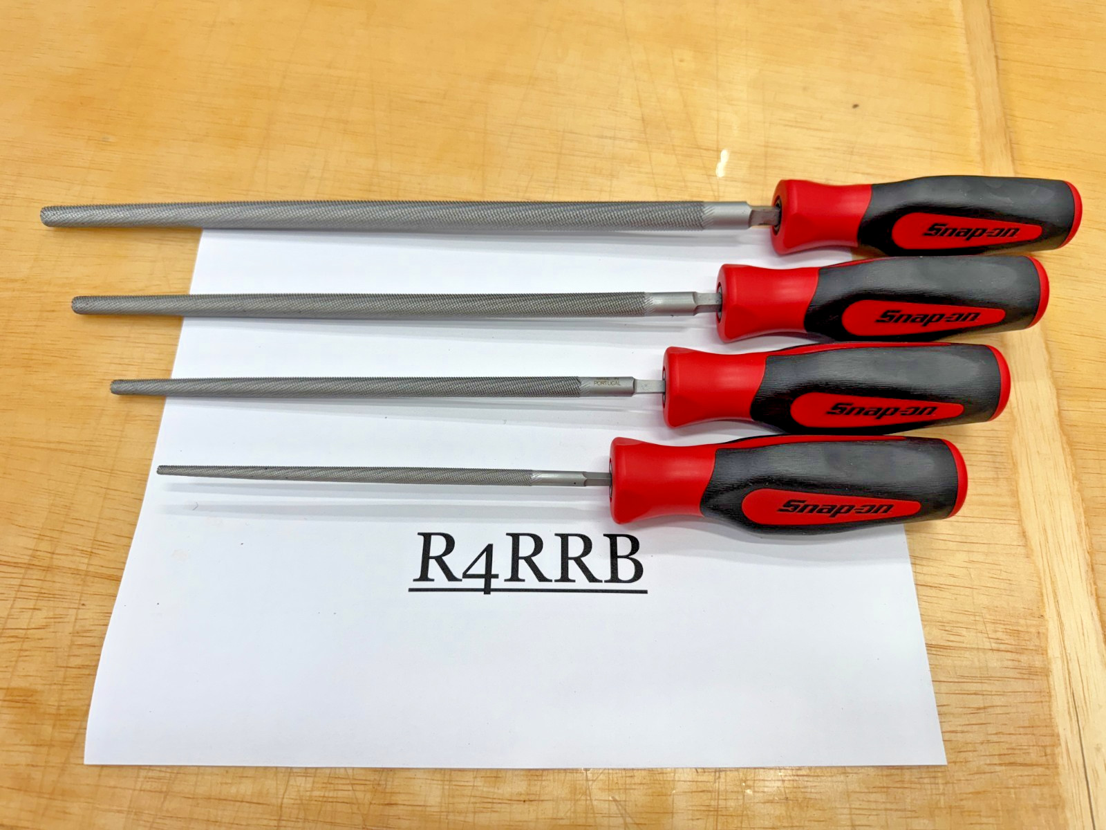 Snap-on Tools USA NEW RED 4 Piece Soft Grip ROUND File Set SGHBF200A W/ HOLDER