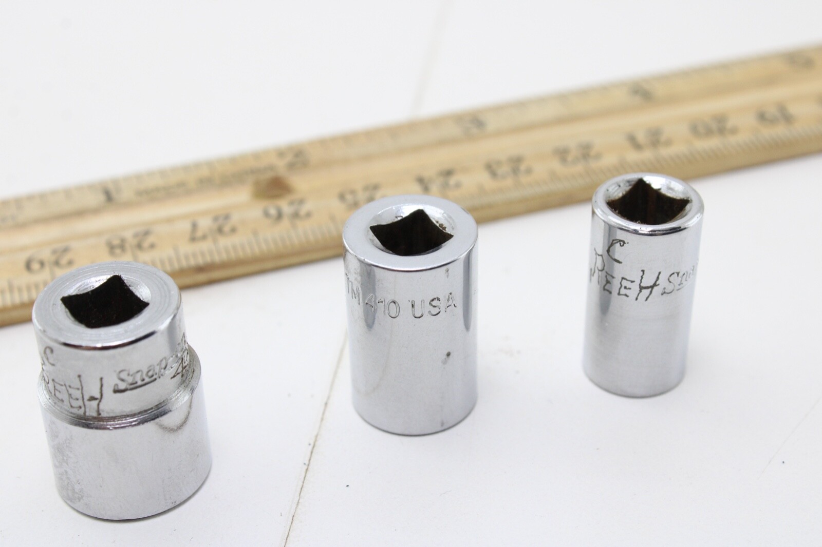 Snap On TM408-TM412 1/4″-3/8″ 1/4″ Drive Double Square SAE Chrome Socket USA