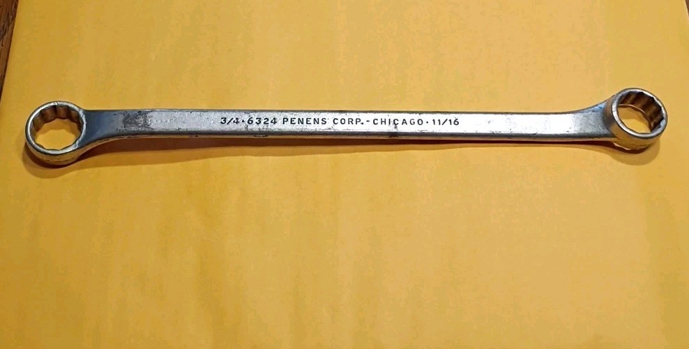 Vintage Penens Corp. Chicago 6324 3/4 x 11/16 Straight Double Box End Wrench 🔧