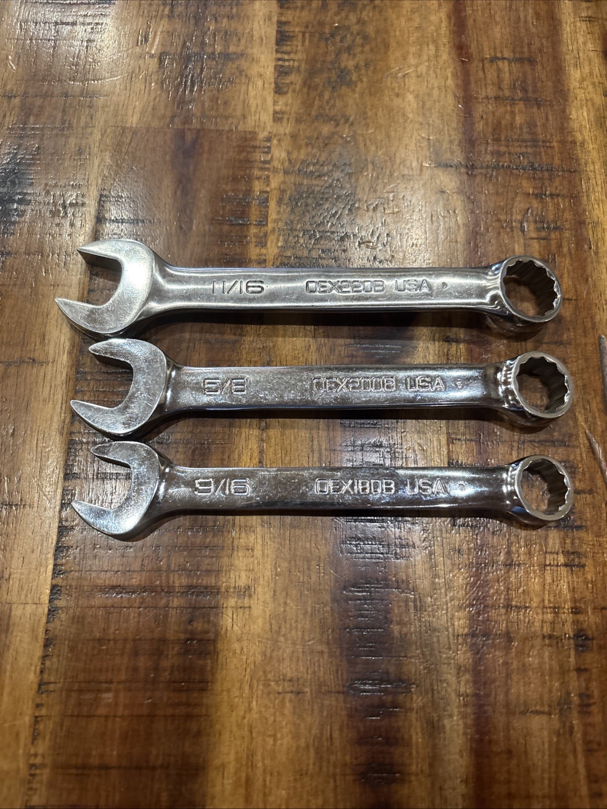 Snap On Tools 9/16”, 5/8”, & 11/16” Short Handle Combination Wrench 12pt USA EUC