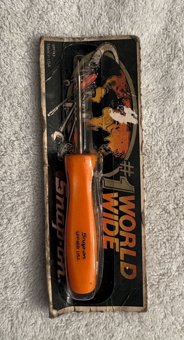 Snap On Vintage Mini Flat Head Hard Handle Screwdriver w/Pocket Clip