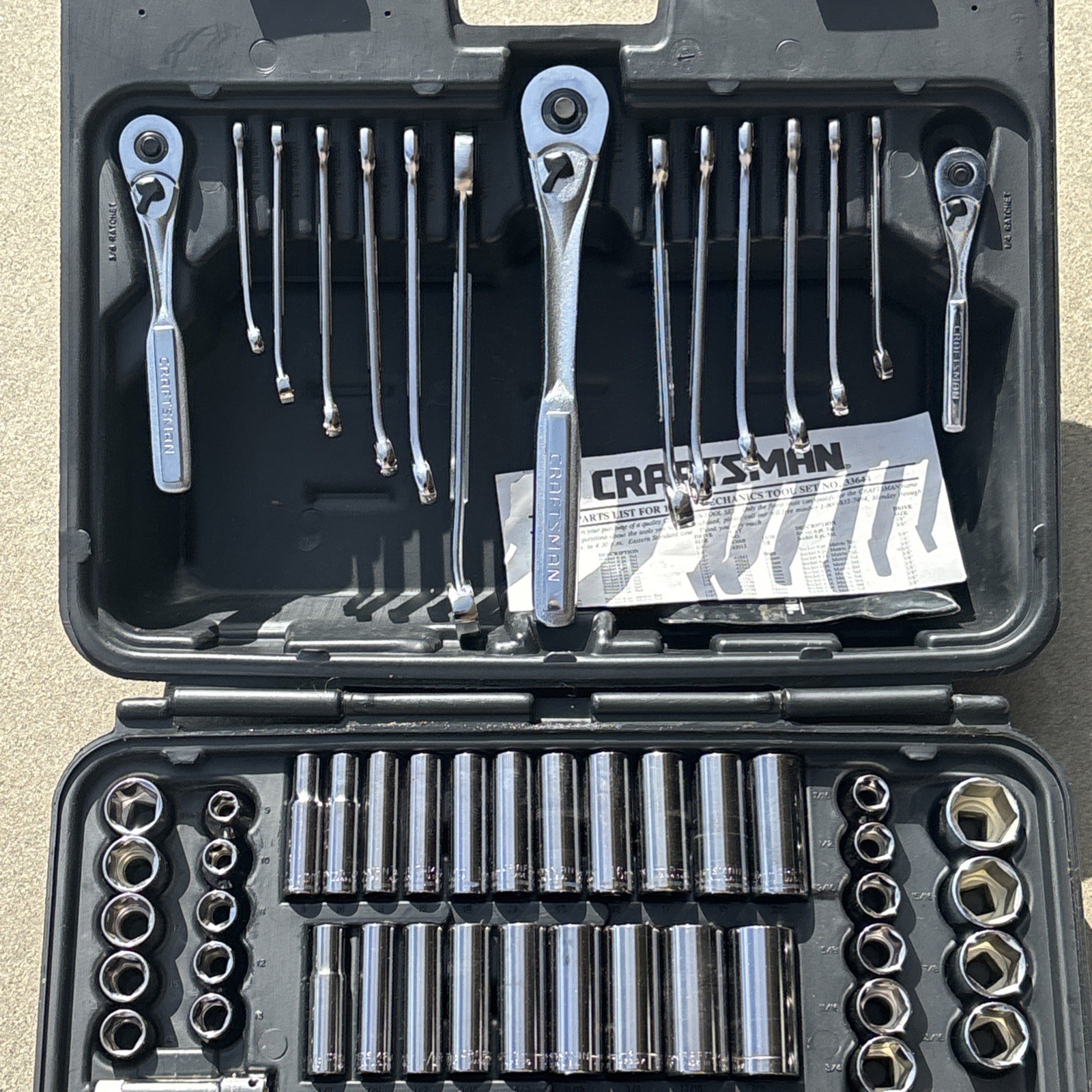 Craftsman Mechanics Socket Wrench Tool Set Metric & SAE ALL 6 POINT 9 33644 USA