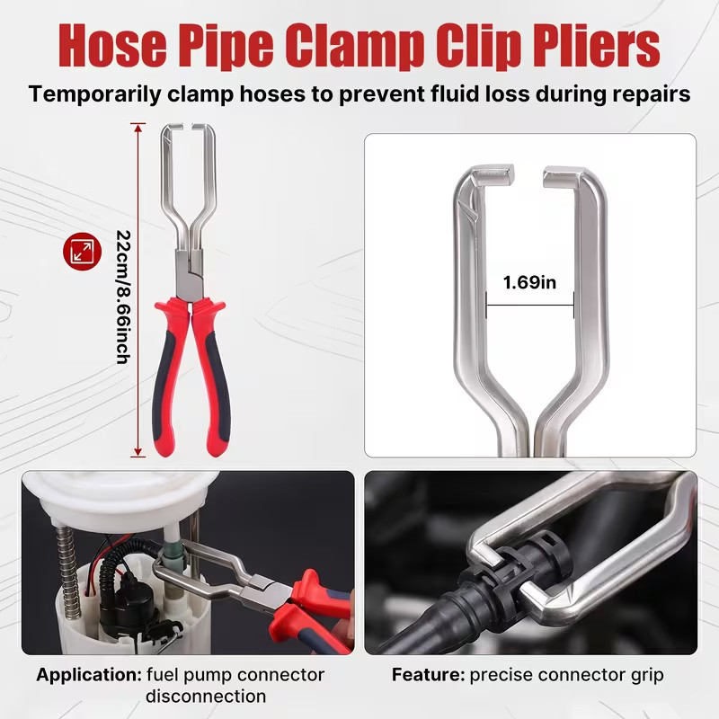 6 PCS Fuel Line Disconnect Pliers Set – 80° Hose Remover Tool & Clamp Pliers