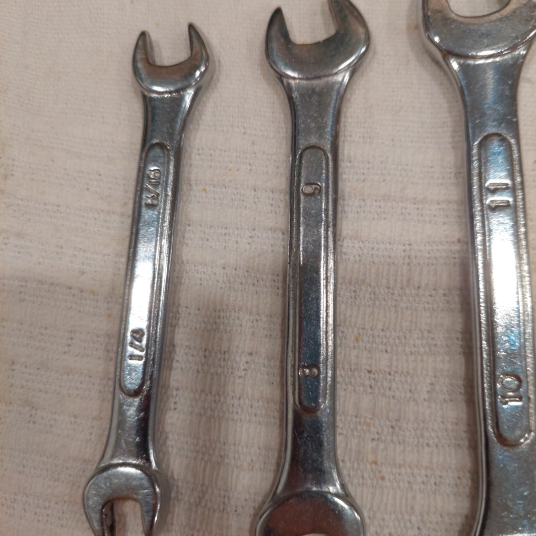 Nine Drop Forged Mixed Wrench Set 1/4in To 23mm Open End And 12 Point Box Ends