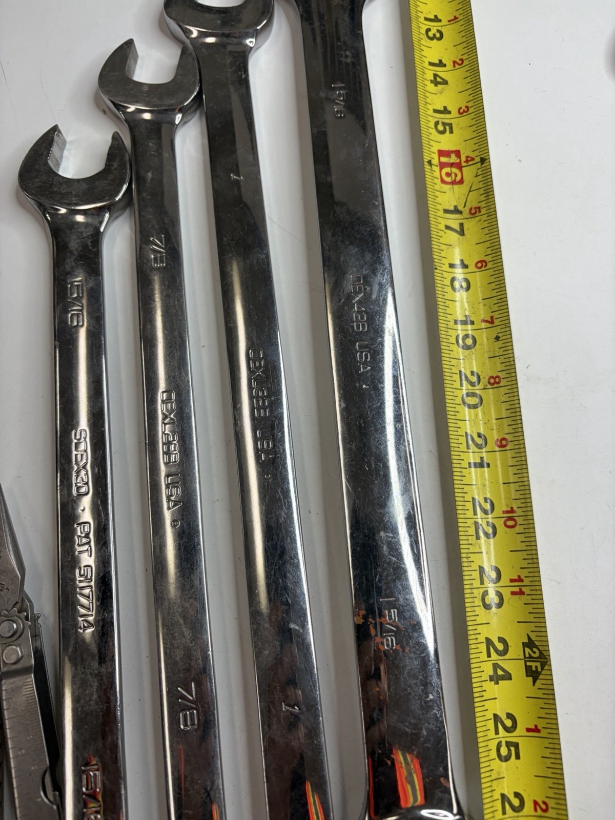 Snap-on SAE Combination Wrench Lot 15/16 7/8 1 1-5/16 + SOG Multi Tool A1738