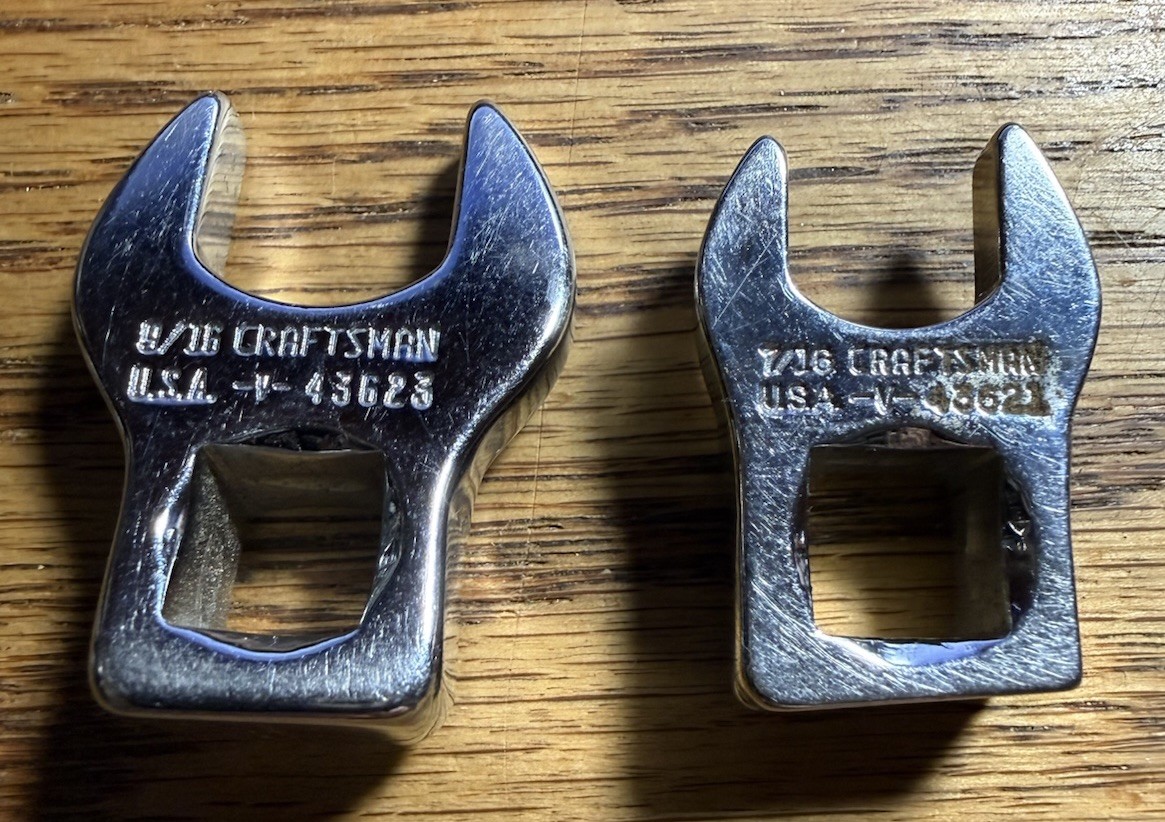 Craftsman USA Crowfoot Wrench Set 3/8″ Drive SAE 7/16″ & 9/16″ V43623 V43621