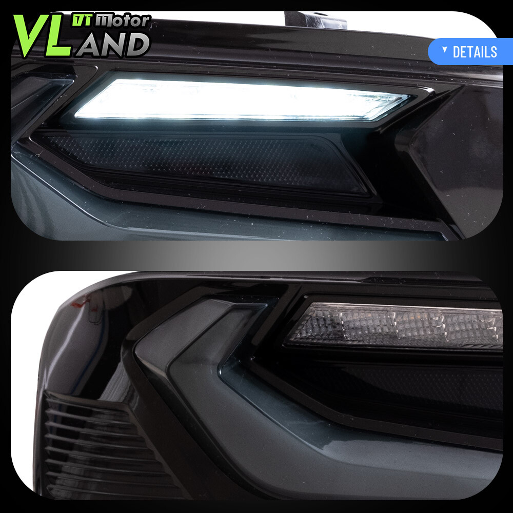 Set VLAND FULL LED Tail Lights For Chevy Camaro 2016-2018 DRL Smoked Rear Lights