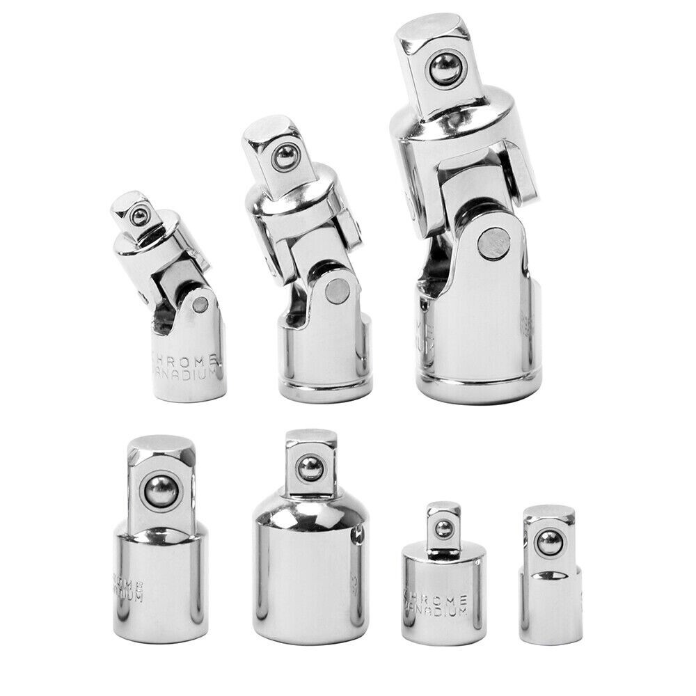 7PC Socket Adapter Set Universal Joint Swivel 1/4″ 3/8″ 1/2″ Reducer Converter