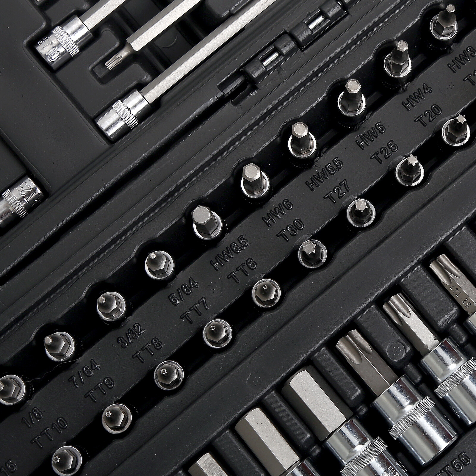 107pcs 1/4″ 3/8″ 1/2″ Drive Bit Socket Set, SAE & Metric Torx Hex Bit Tools Set