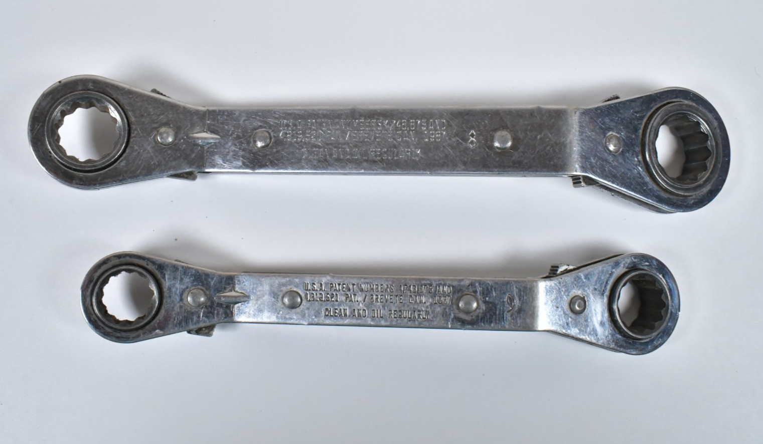 2x Blue-Point Chrome 25° Offset Ratcheting Box Wrenches 12-Point 12mm 14mm 15mm