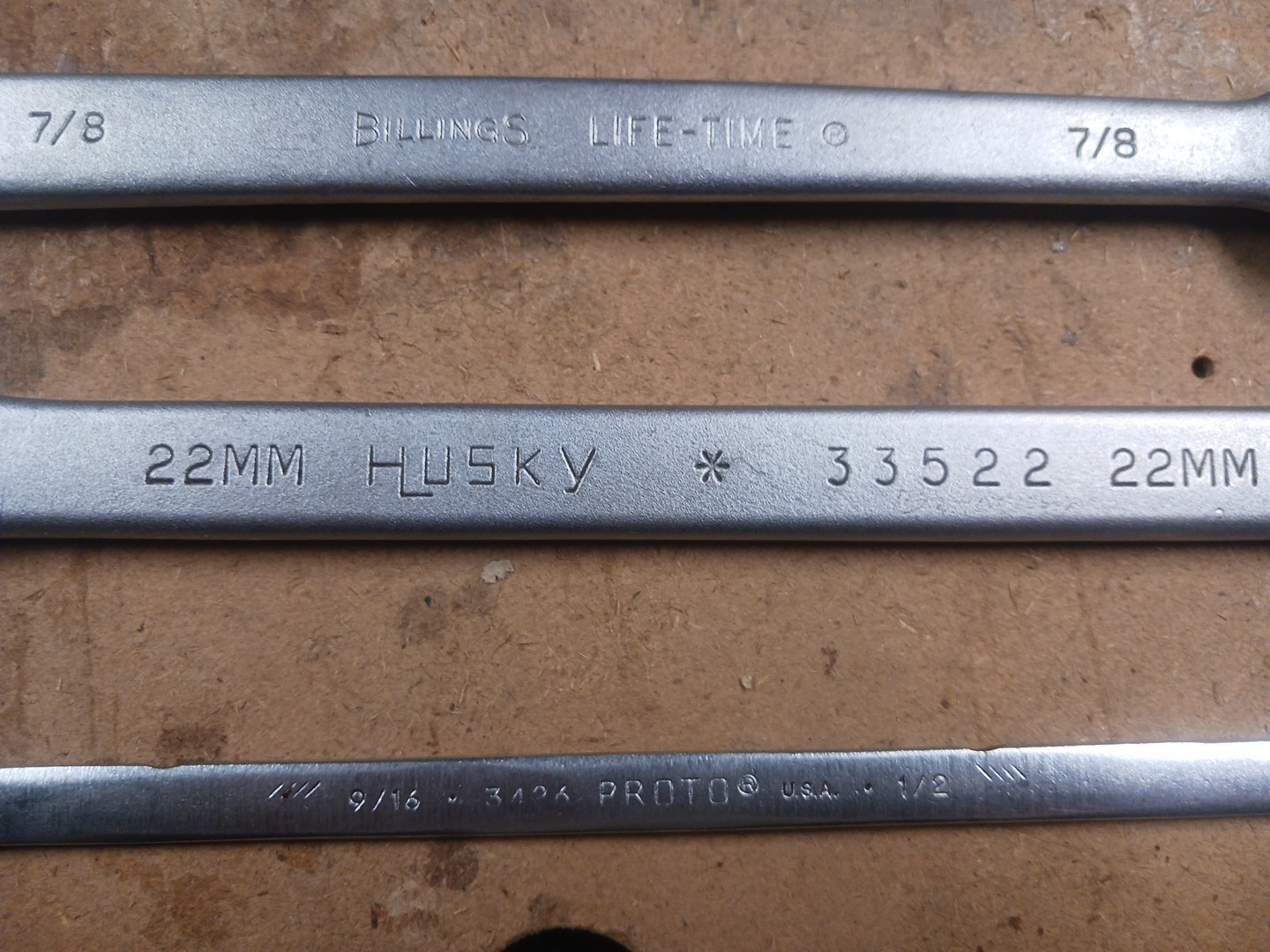 Lot of 6 USA Wrenches, Billings, Bonney, S-K, Husky,& Proto, Used