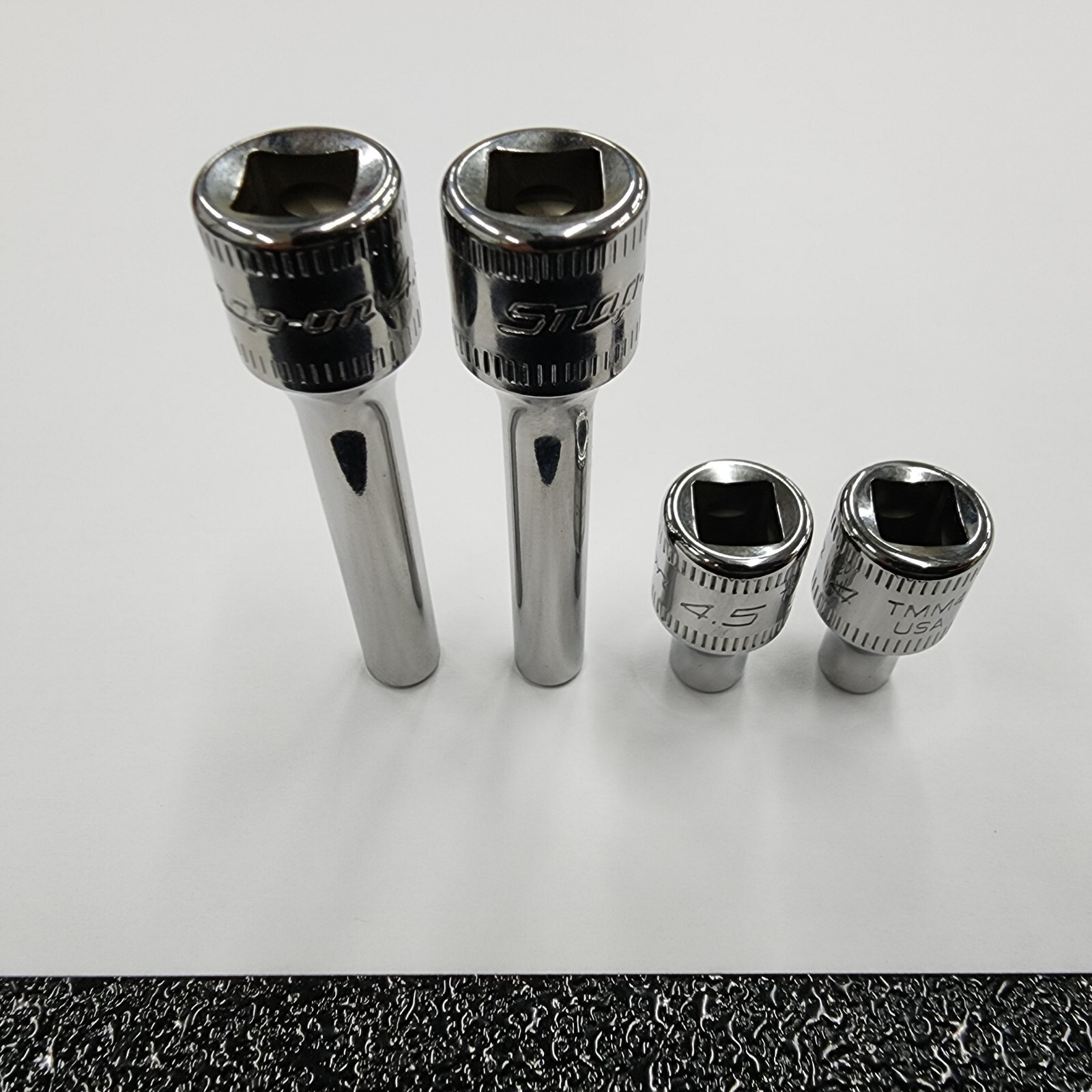 Snap-on Tools USA NEW 4pc 1/4″ Drive METRIC 6PT Shallow & Deep ADD ON 4MM 4.5MM