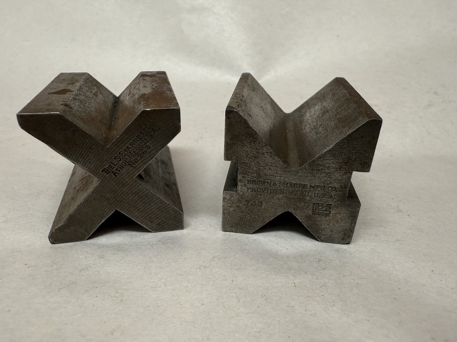 USA Starrett No. 268 and Brown & Sharpe No. 749 Machinist V Block Jigs