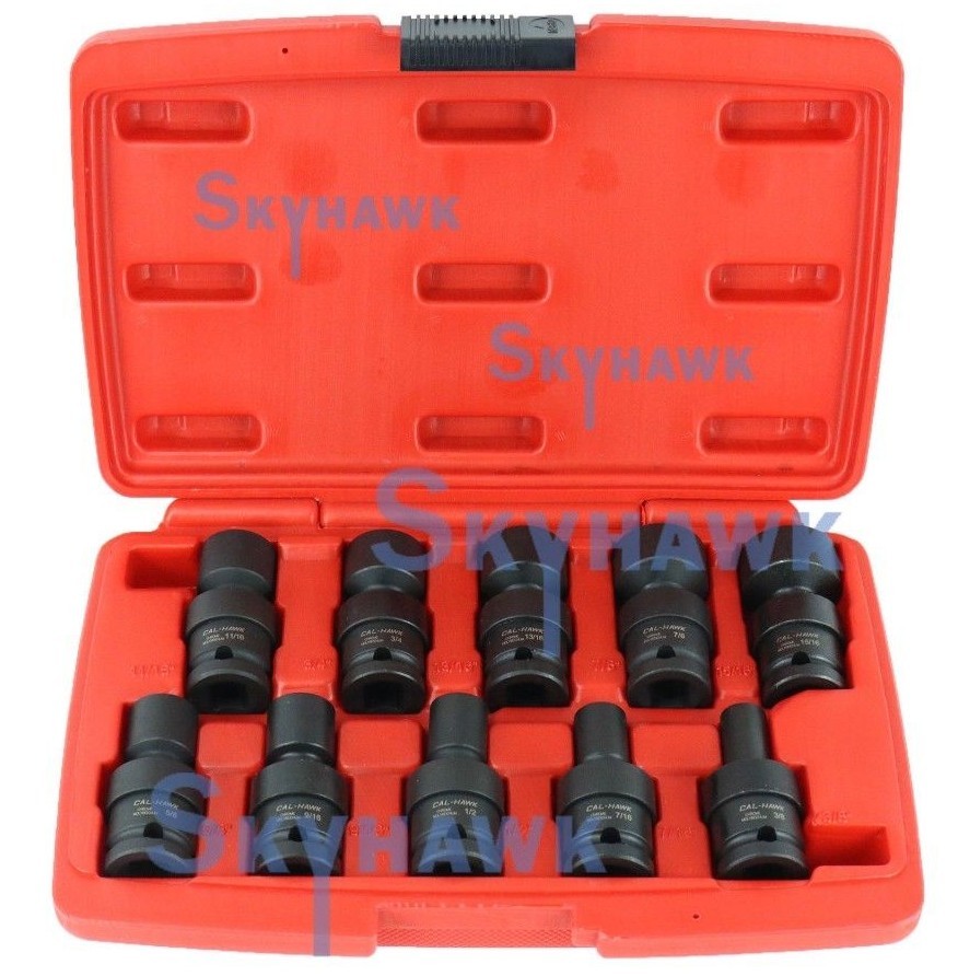 10-pc Metric 1/2″-dr UNIVERSAL SWIVEL SHALLOW IMPACT SOCKET SET