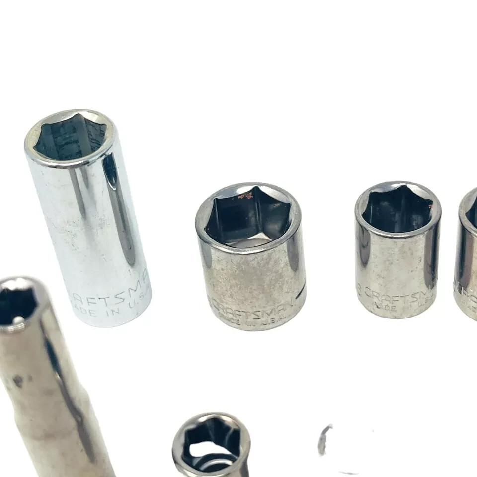 12 Pcs Craftsman 9/16 7/16 1/2 5/16 1/4 7/32 3/16 in Socket Set, Made in USA