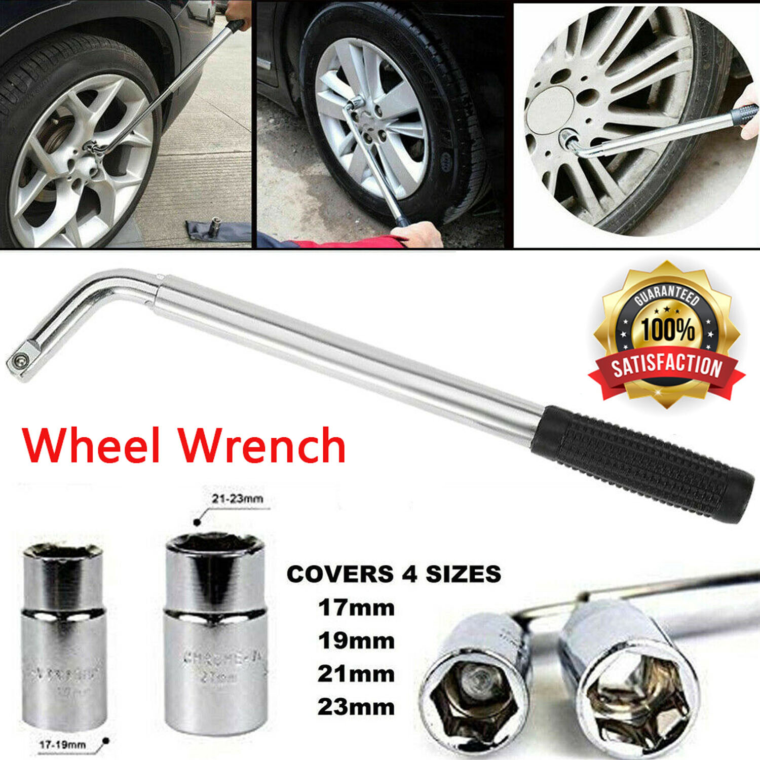 Lug Nut Wrench (17/19MM) & (21/23MM) Van Car Brace Extendable Wheel Socket Tyre
