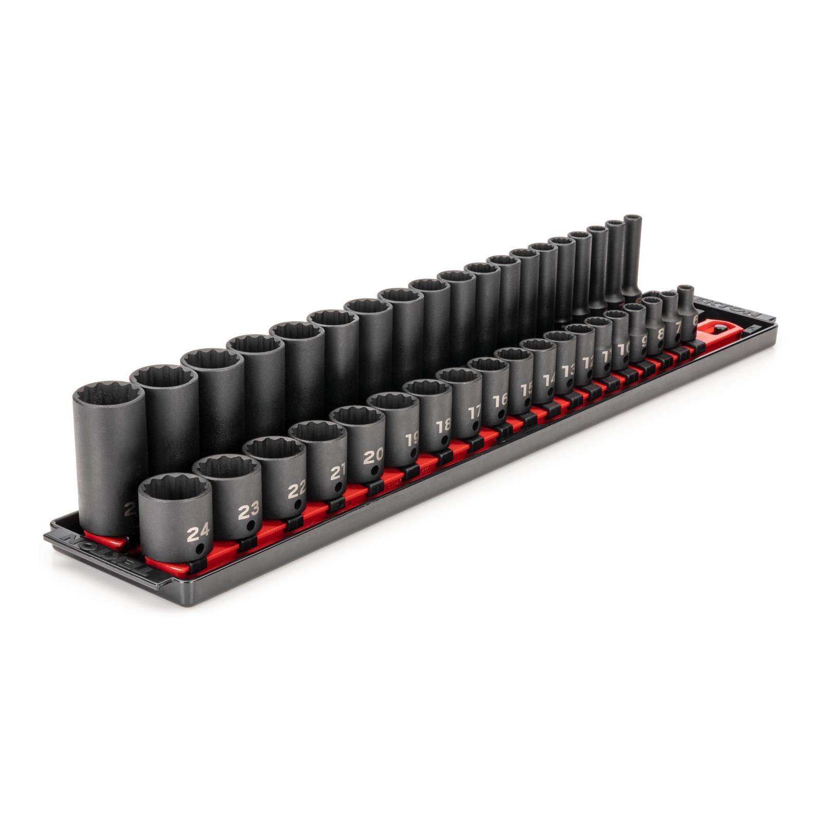 Tekton SID91215 3/8″ Drive 12-Point Impact Socket Set, 38-Piece