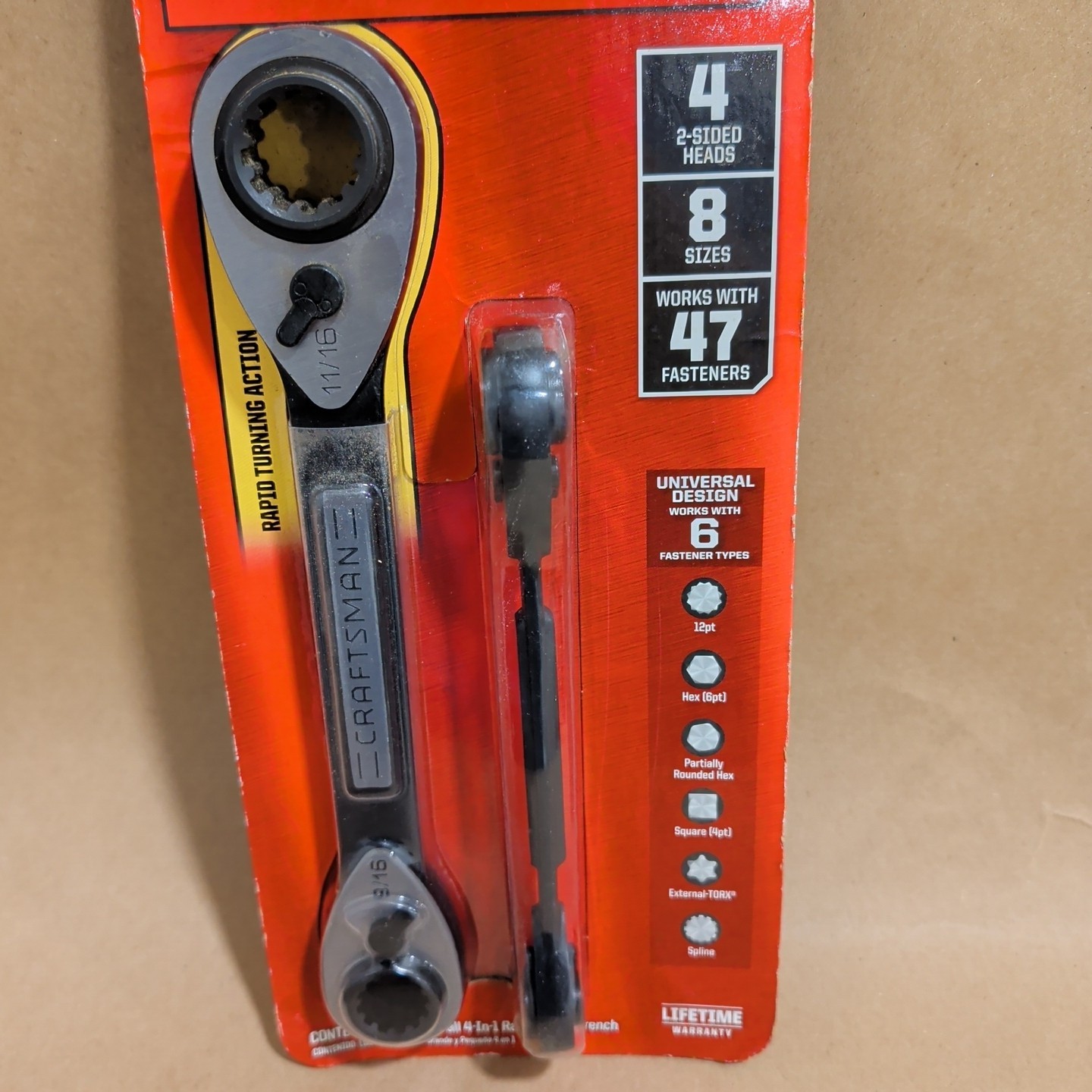 Craftsman 2pc 4-IN-1 Inch Universal Reversible Ratcheting Box End Wrench 35301