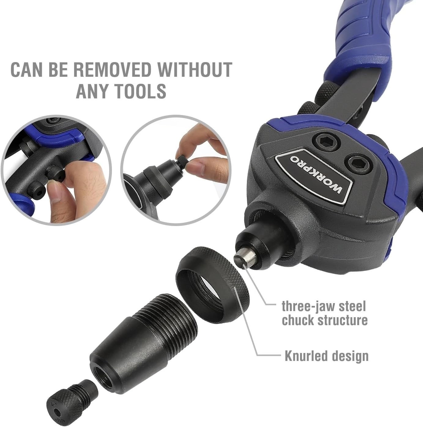 Durable 250 mm Rivet Gun Set with Multiple Nozzles & Labor-Saving Design