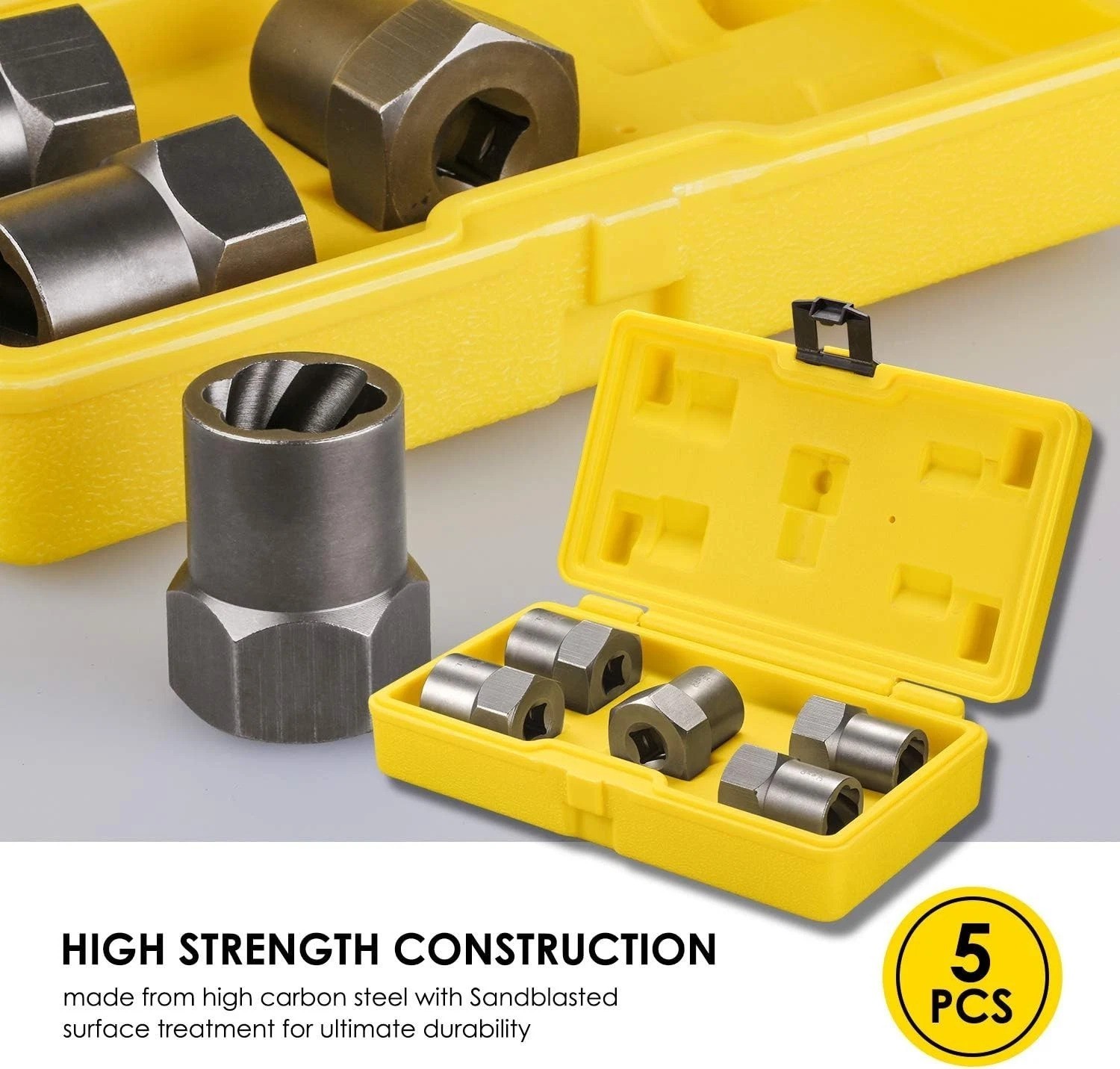 5-Piece Heavy Duty Bolt Remover Set – 1/2″ Drive Impact Tool for Stripped Bolts