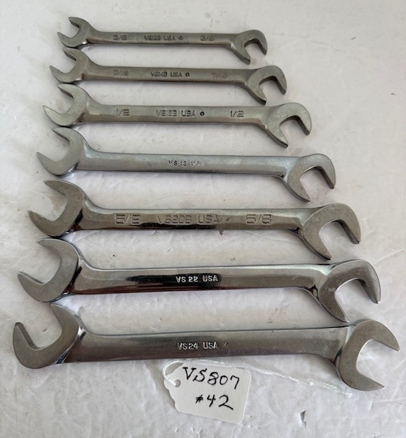 Snap On Tools VS807 7 Piece SAE 4 Way Angle Head Wrench Set #42