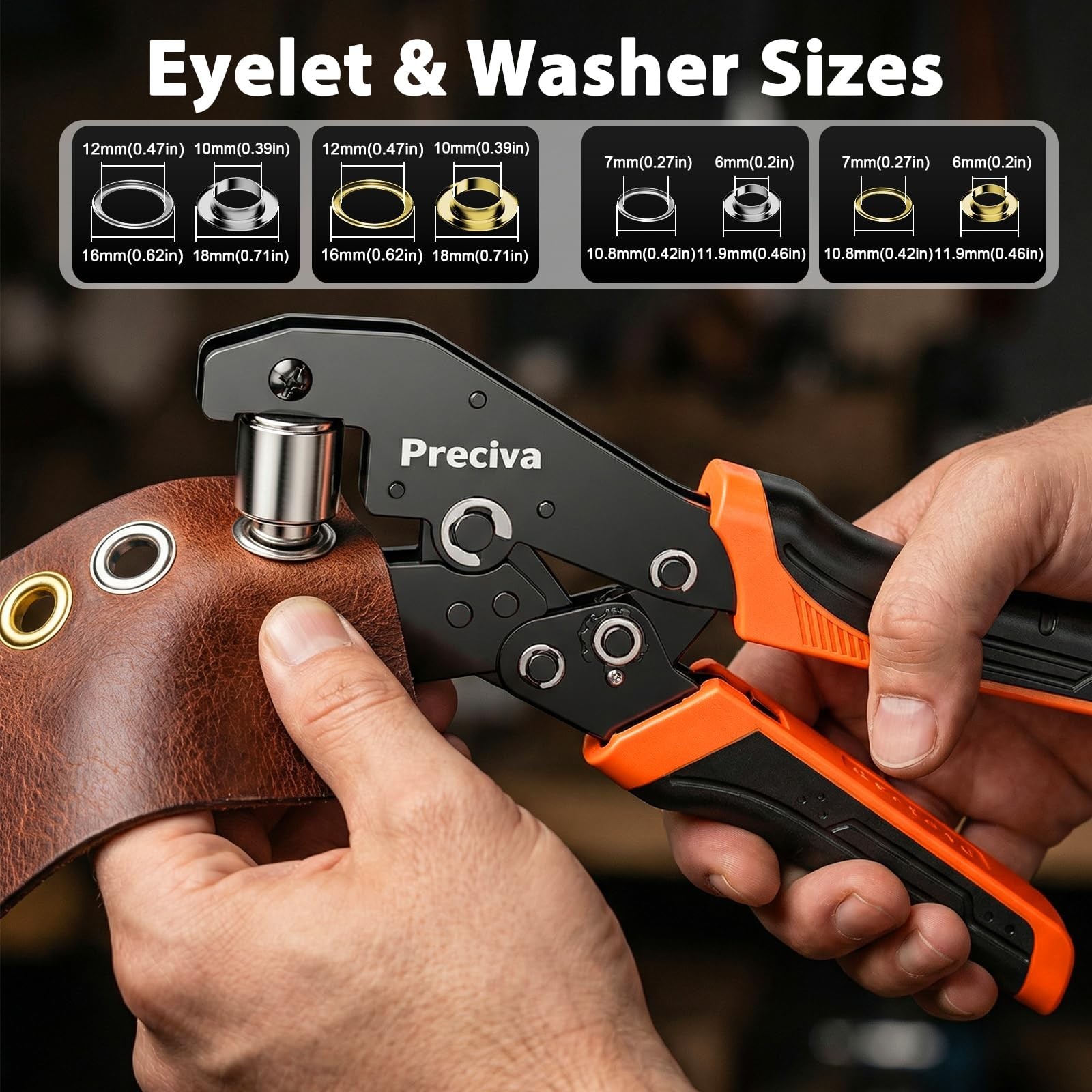 Grommet Tool Kit with 200 Eyelets & Pliers Set for Canvas, Leather, DIY Repairs