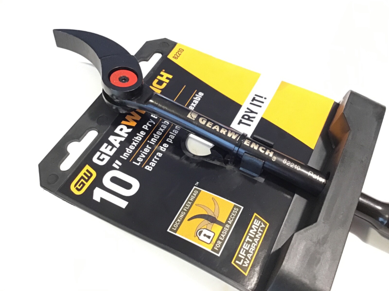 Gearwrench 82210 NEW 10” Steel Indexing Pry Bar With Snap Locking Flexible Head