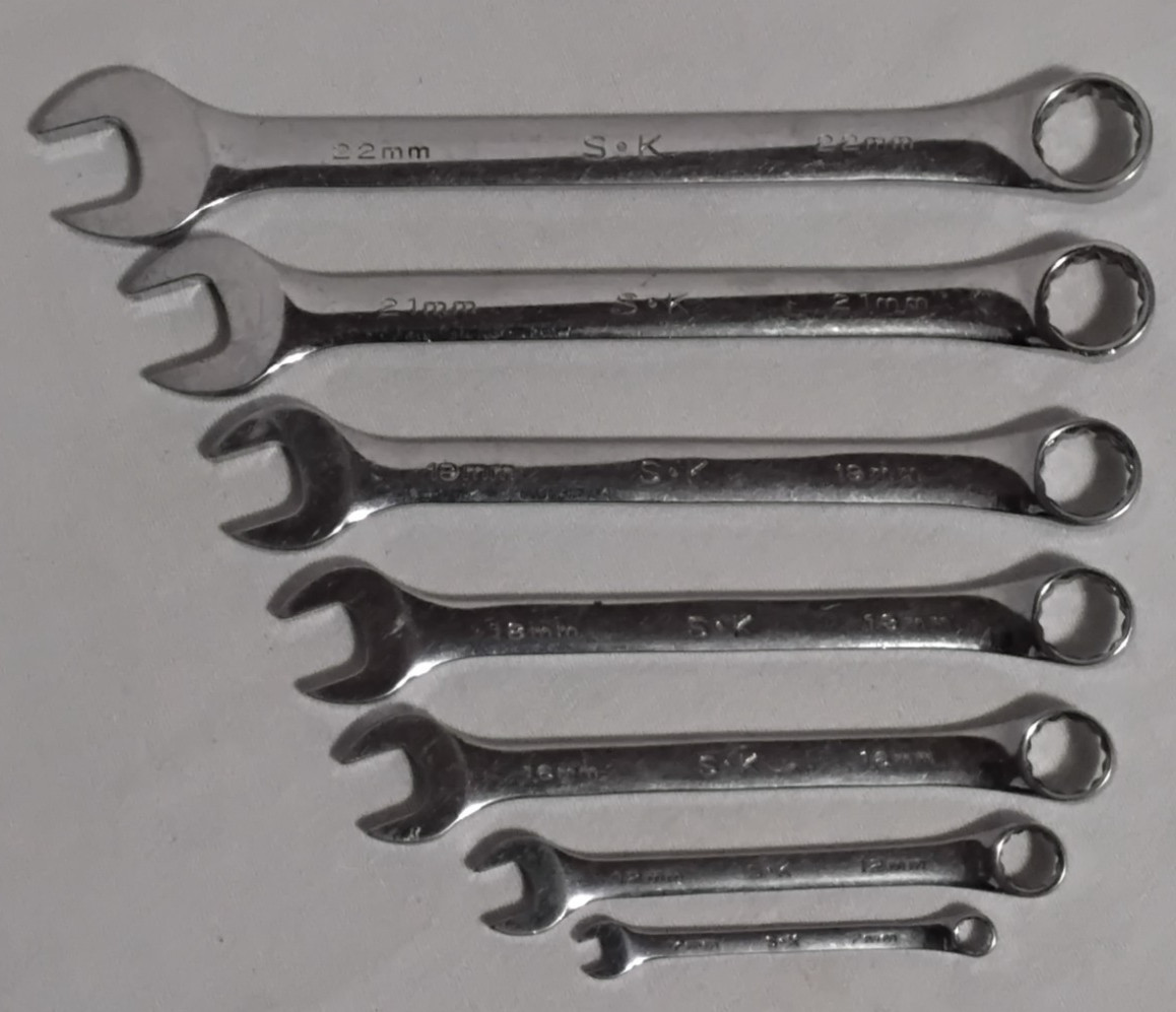 SK Hand Tool 7pc 12 Point Metric Combination Wrench Set Lot USA