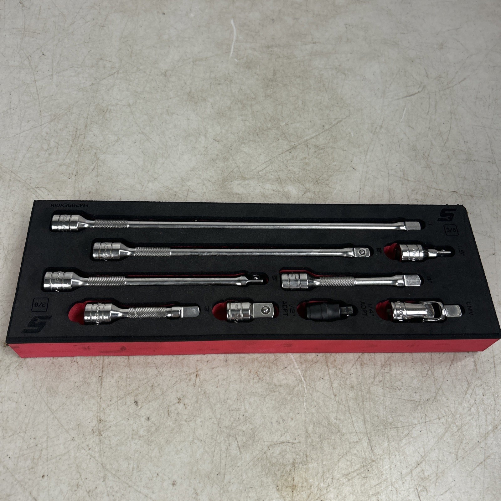 Snap On FM209EX01B Swivel Head Extension Set 9 Piece in Foam Set Complete NICE
