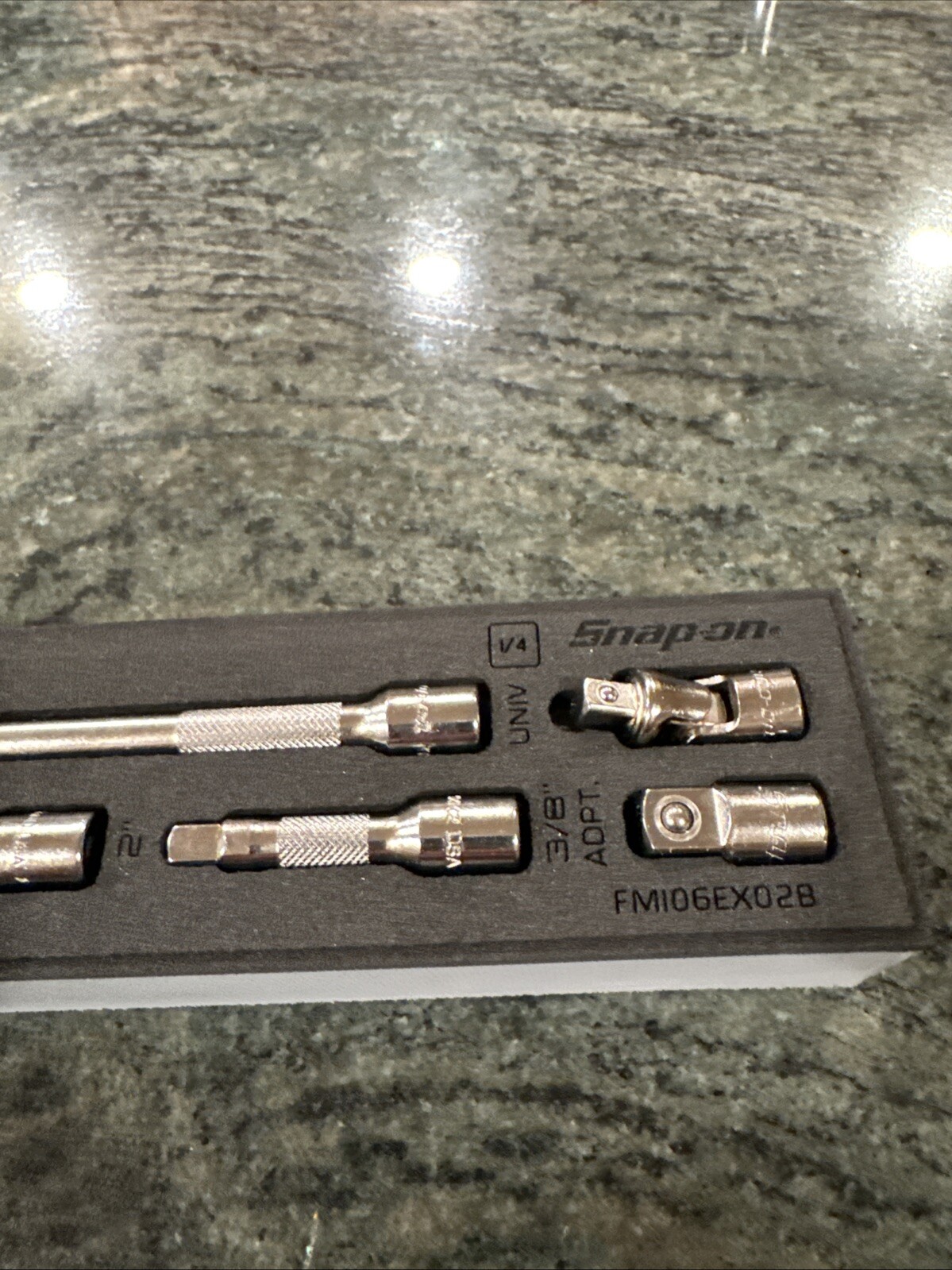snap on 106tmxafdt 6 pc extension, universal joint and adaptor foam set new