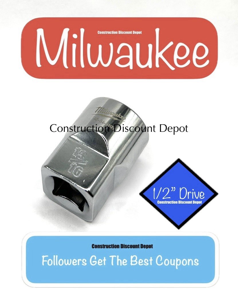 Milwaukee 13/16″ in. 1/2″ Drive SAE 6 Point Standard Shallow Socket 45-34-9105