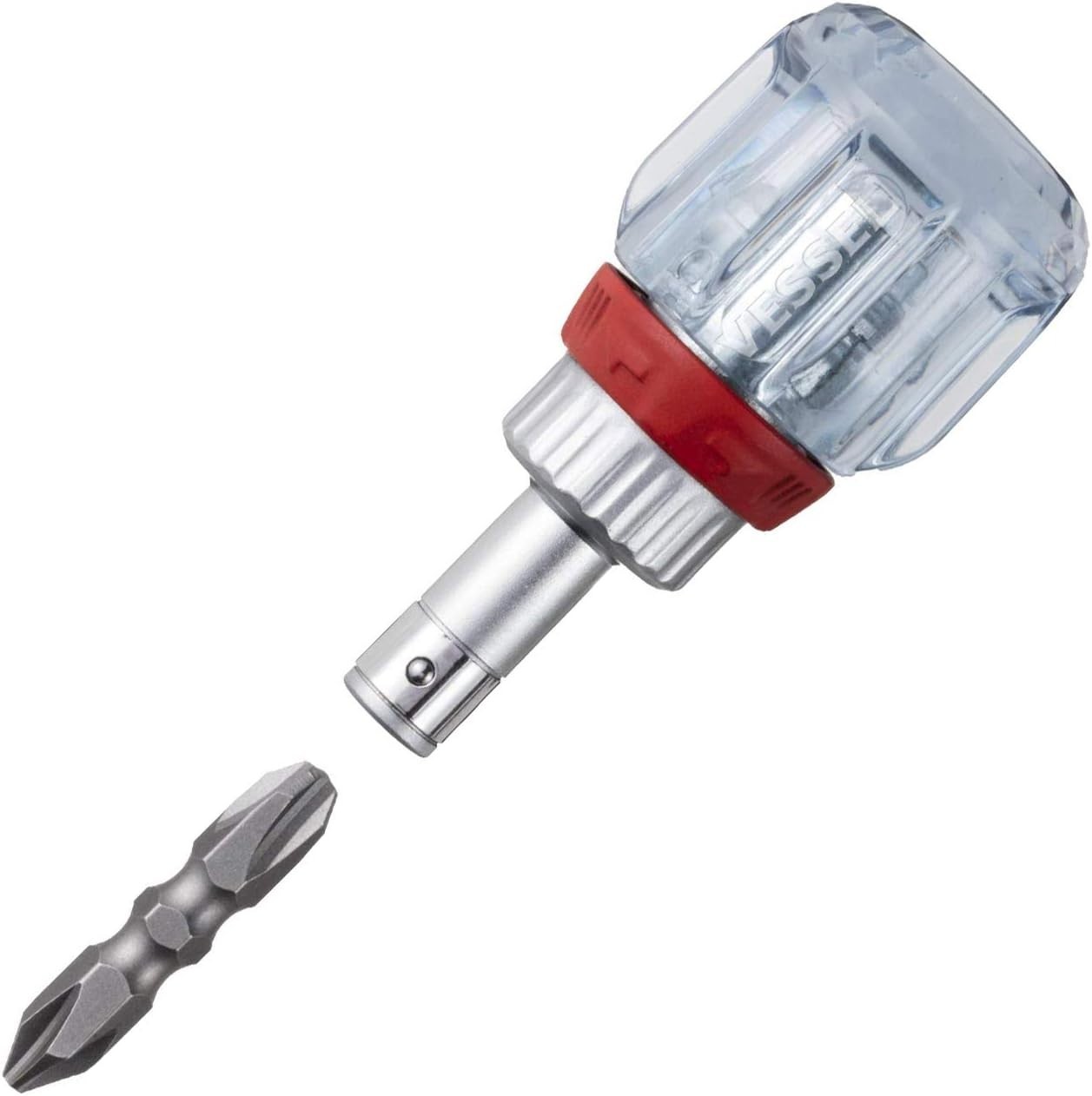 Ergonomic Stubby Ratchet Driver with Interchangeable Bits for Tight Spaces