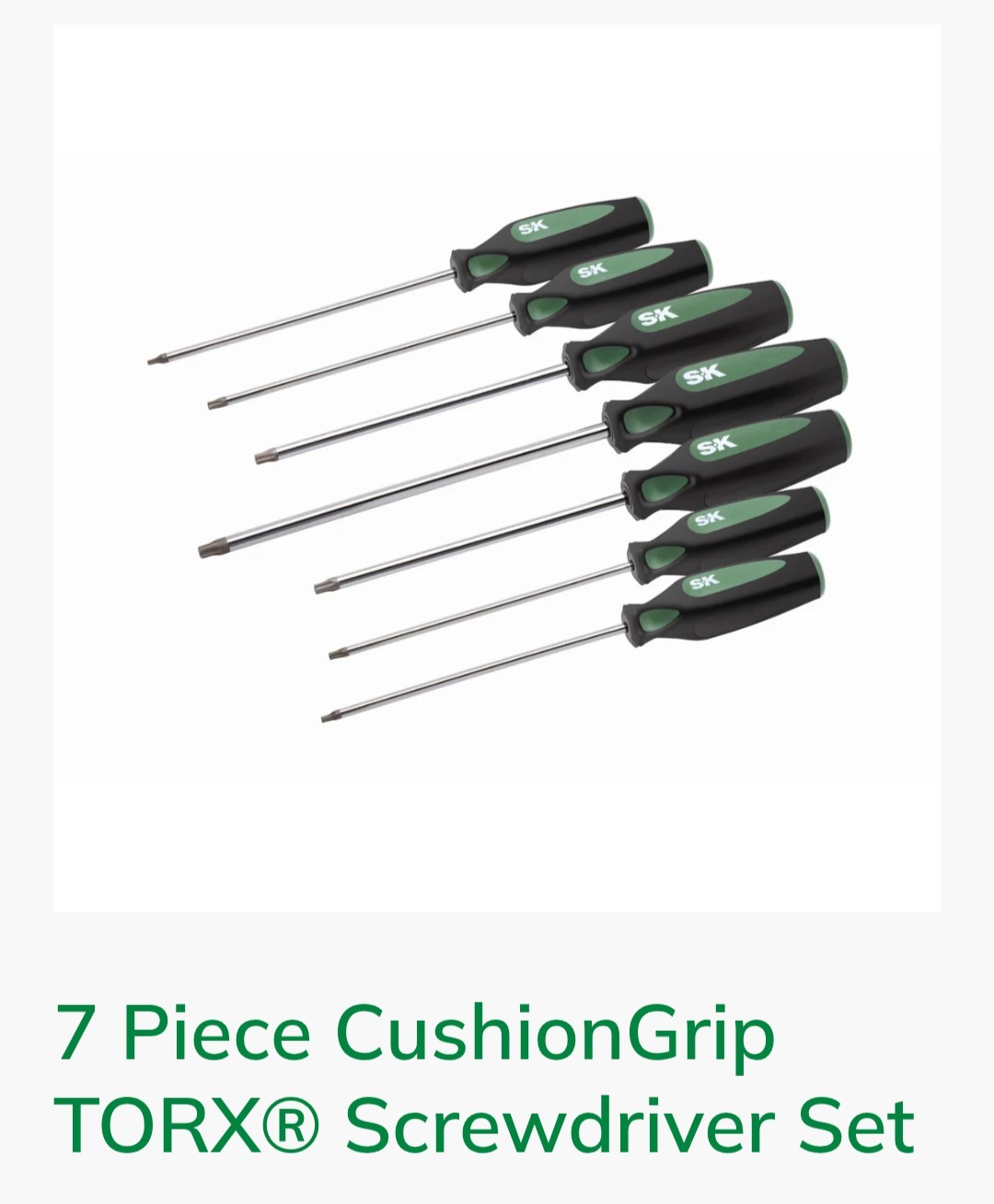 SK Professional Tools 7 Piece Cushion Grip Torx Screwdriver Set New Lifetime…