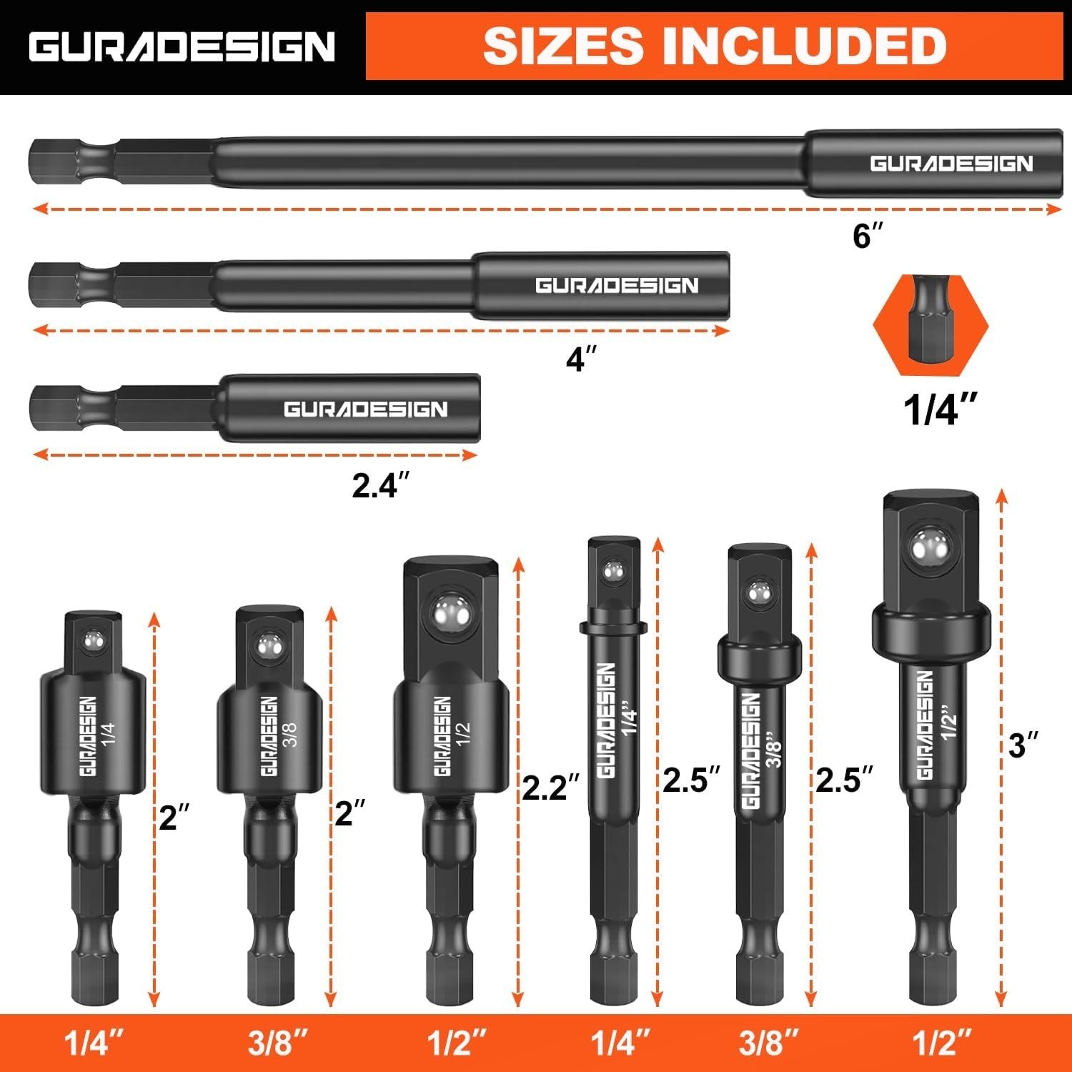 Professional 9-Piece Impact Driver Socket Set with Secure Spring-Loaded Design