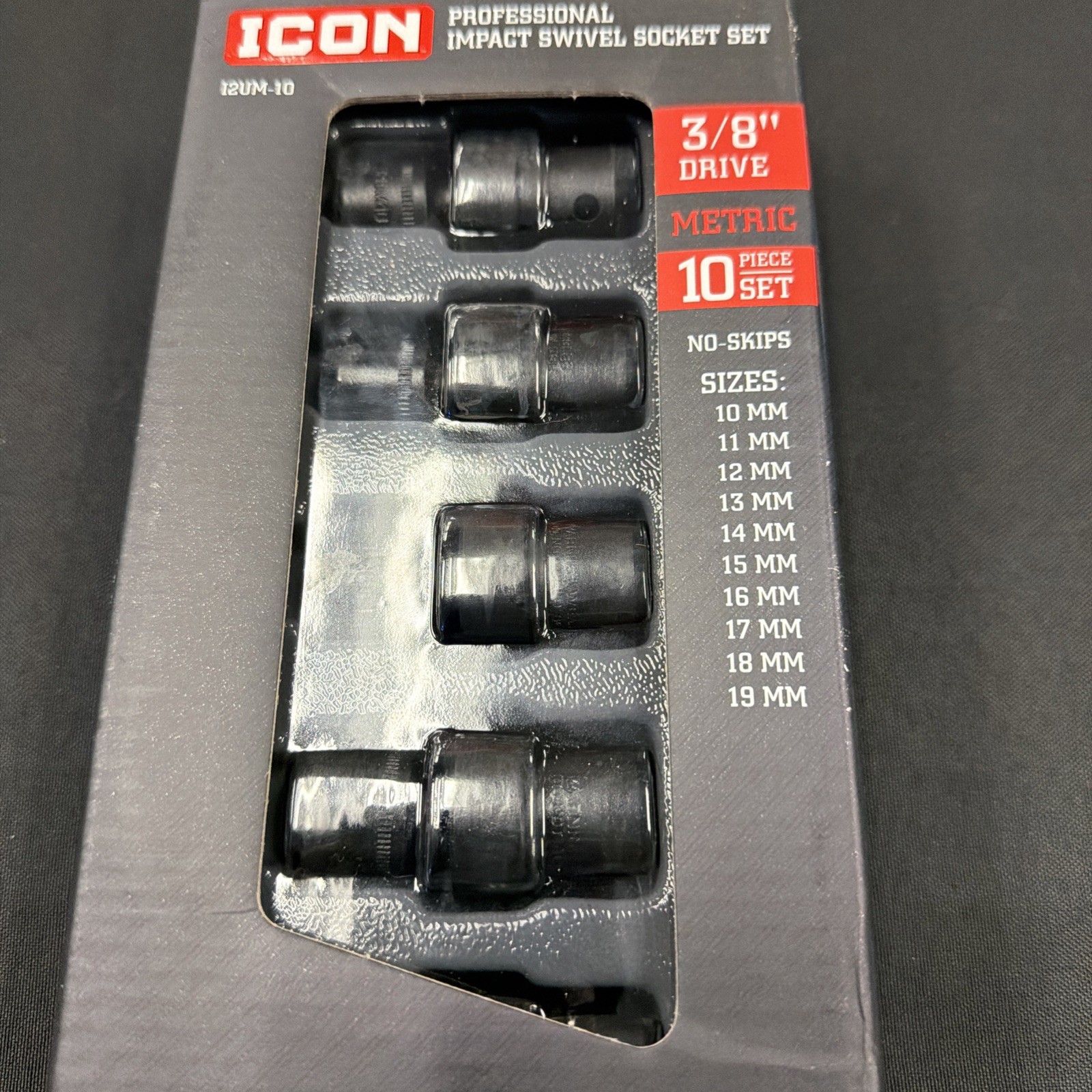 Icon Professional Impact Swivel Metric Socket Set 3/8in. Drive | I2UM-10 | 59747
