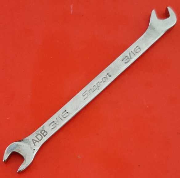 Snap-on Tools 3/16″ 15°/60° Offset Open-End Ignition Wrench DS1212A ENGRAVED 325