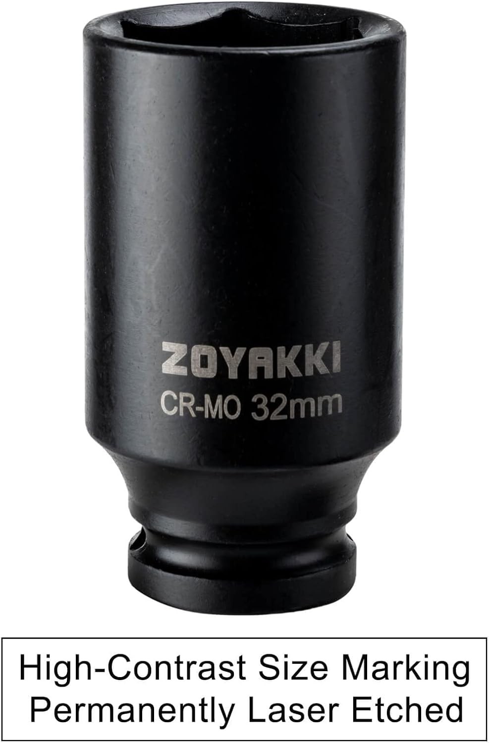 1/2″ Drive x 32 mm Deep 6 PT Impact Socket, CR-MO, 1/2-inch 6 32mm