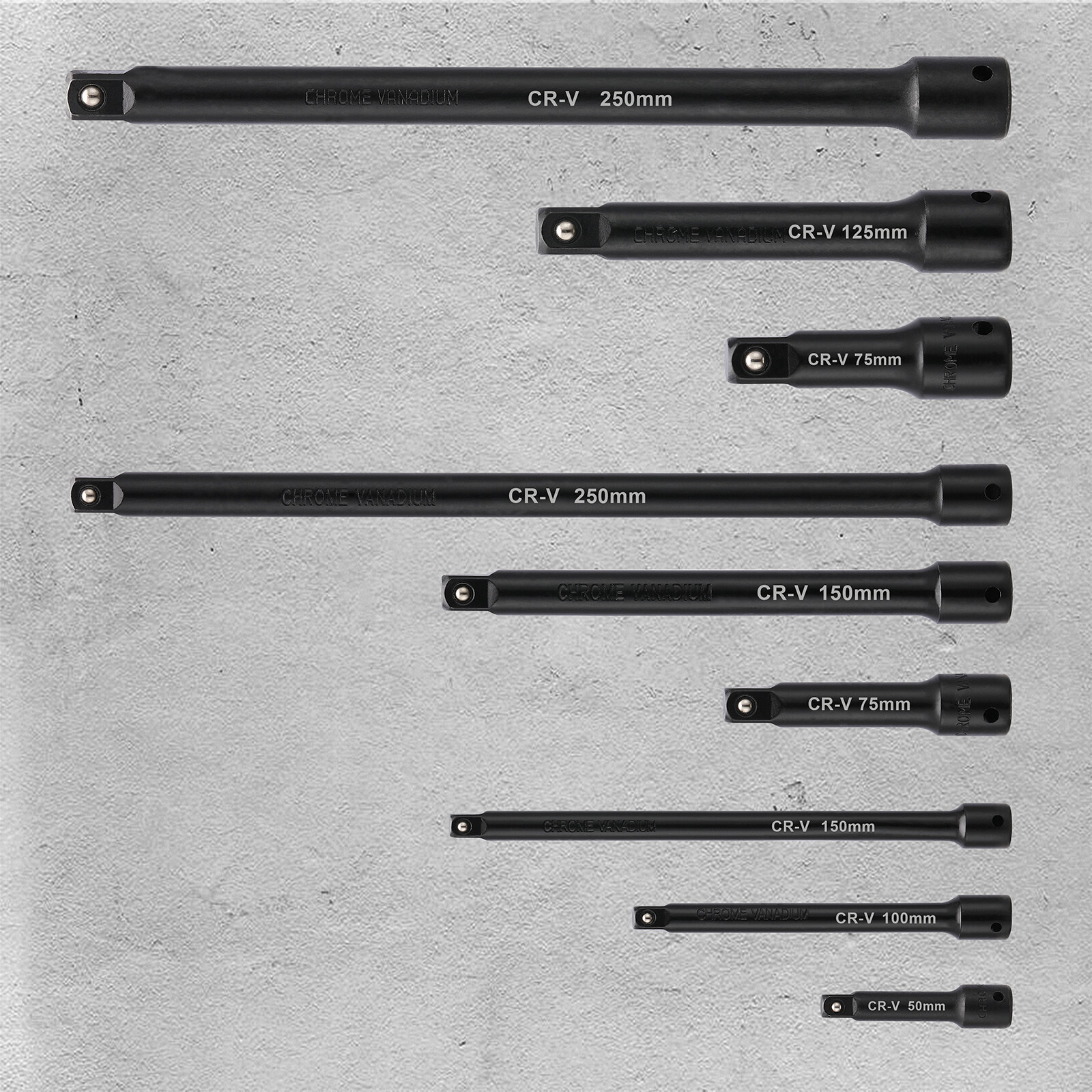 1/4″,3/8″,1/2″ Drive Extension Bar Set, CR-V, 9 PCS Socket Extension Bars