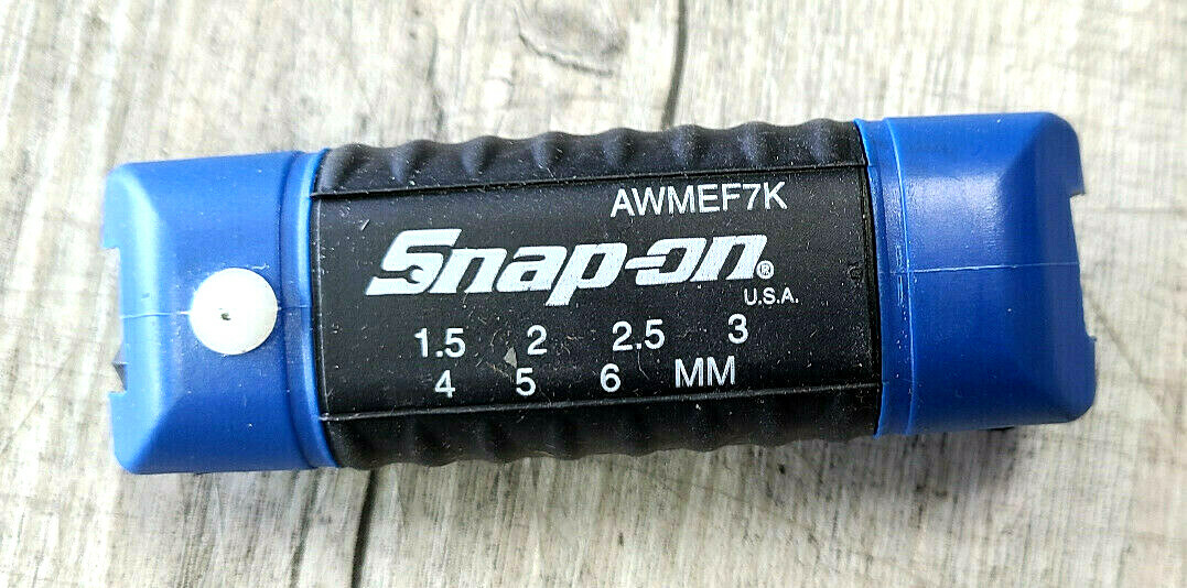 New Snap On ™ Tools Folding MERTIC Hex Wrench Set Blue Plastic Handle AWMEF7K