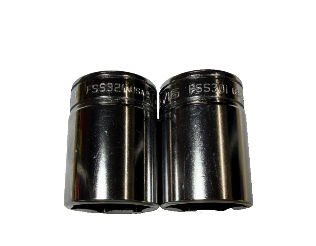 Snap-On Tools NEW 3/8″ drive 15/16″ & 1″ 6-point Semi Deep Sockets FSS301 FSS321