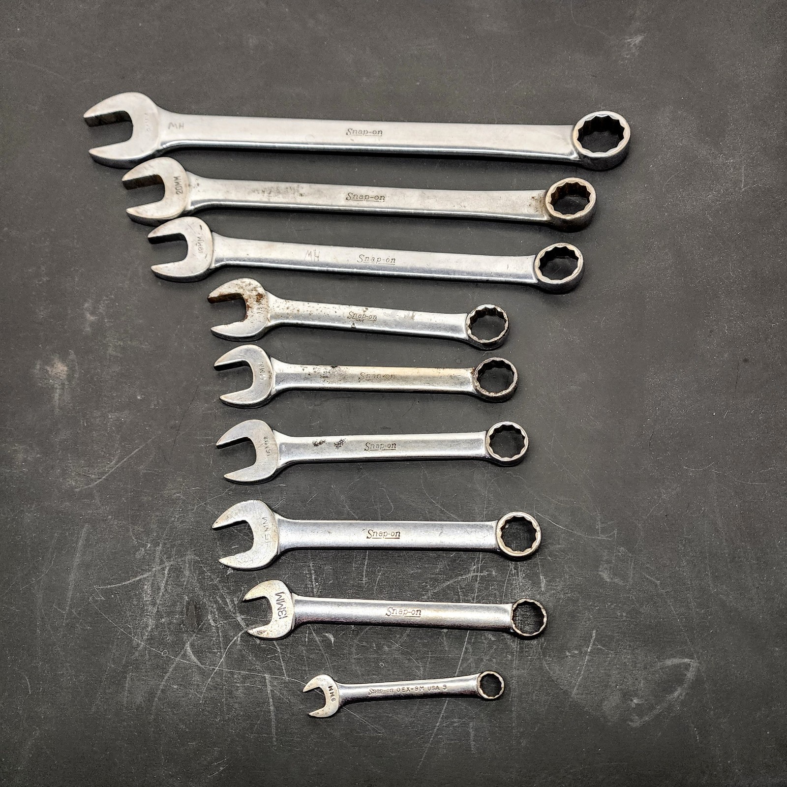 Snap On Vintage Metric Combination Wrench Lot. 9 Pieces 1958/59 1967