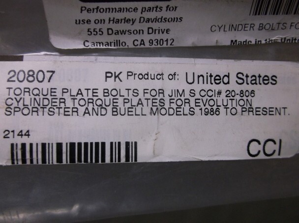 JIMS Cylinder Torque Plate Bolts for Using Torque Plates on Sportster & Buell