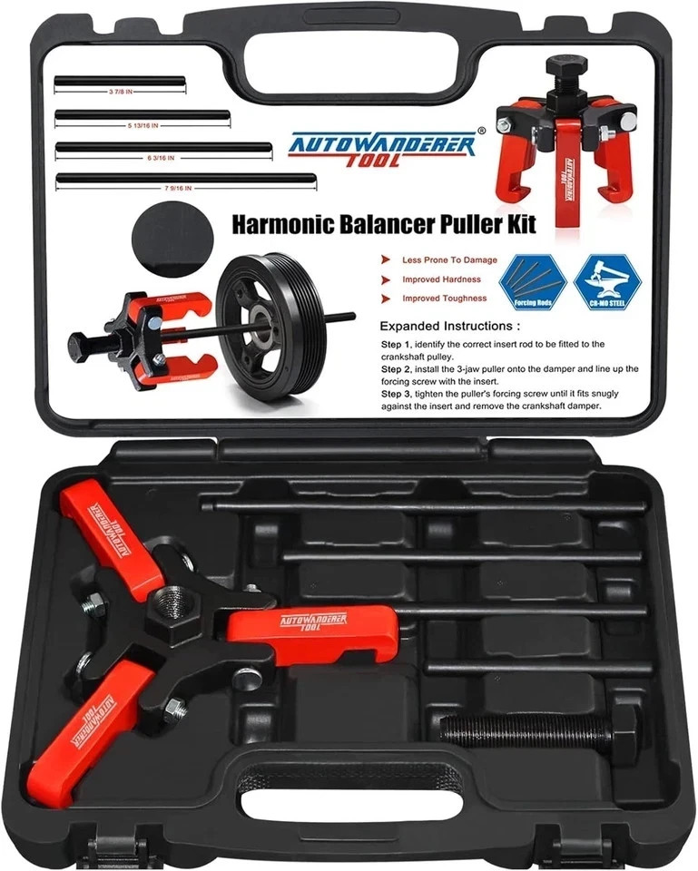 Harmonic Balancer Puller Crank Pulley Removal Kit Engine Motor Rod Auto LS GM US
