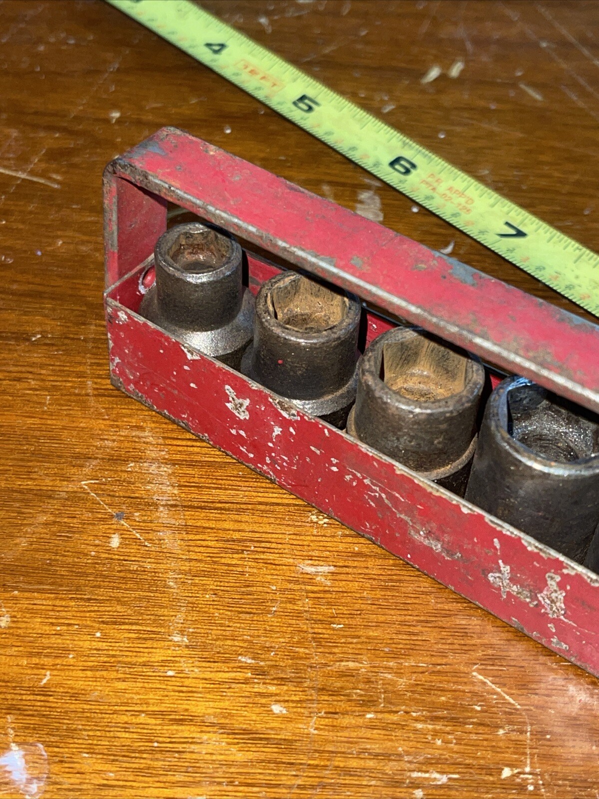 Vintage Wright Tools USA 8 Piece 3/8 Drive SAE 6 point impact socket Set Case
