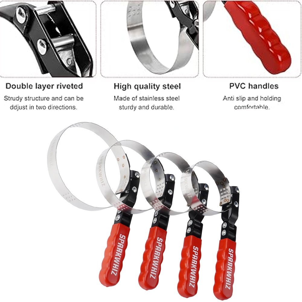 Swivel Oil Filter Wrench Set, 4-Piece Standard Oil Filter Removal Tool, Stainles