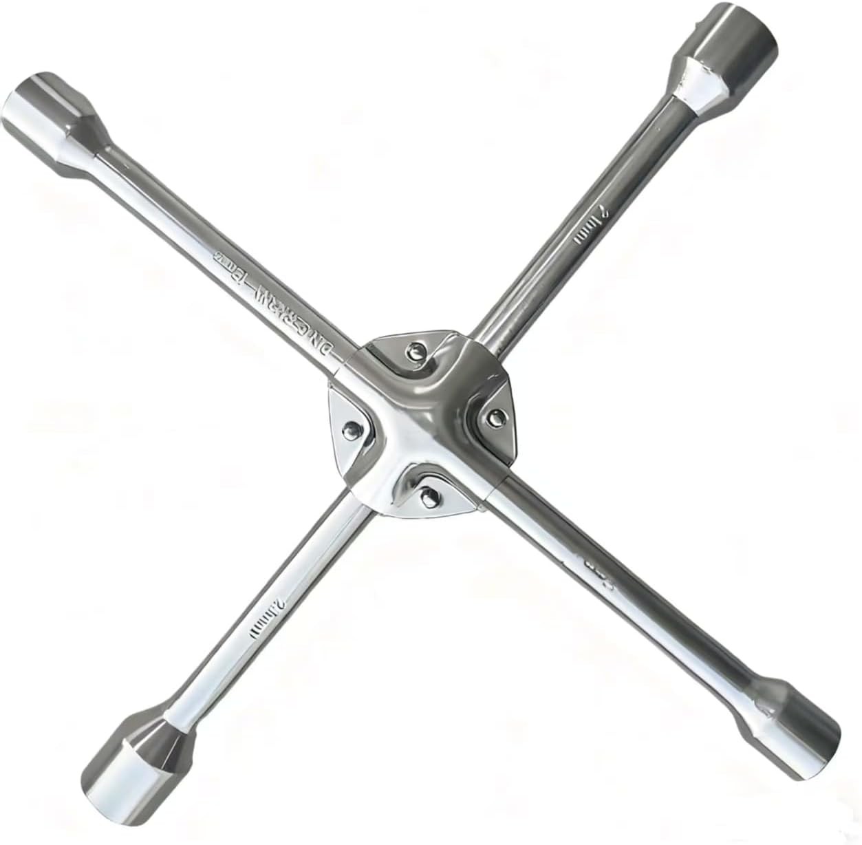14Inch Universal 4-Way Tire Iron Wheel Lug Nut Wrench Tool Silver Heavy Duty