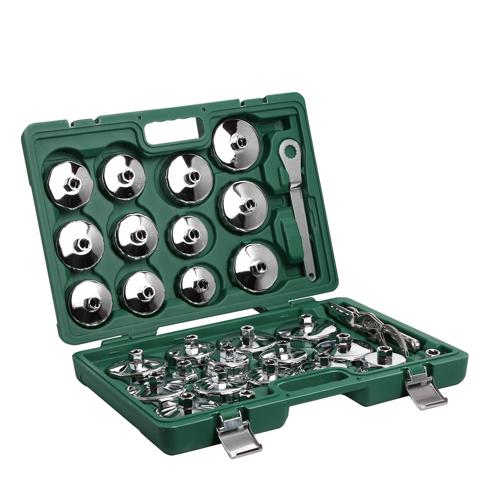 1/2″ Dr Oil Filter Socket Cup Type Cap Set & Adjustable Wrench Removal Tool 31PC