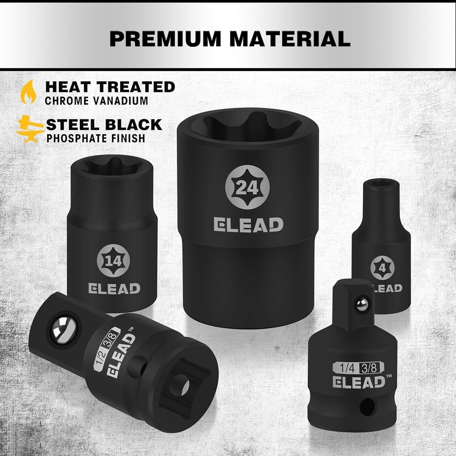 17-Piece Inverted E-Torx Socket Set – Premium Impact Cr-V Steel E4 – E24 Star Fe