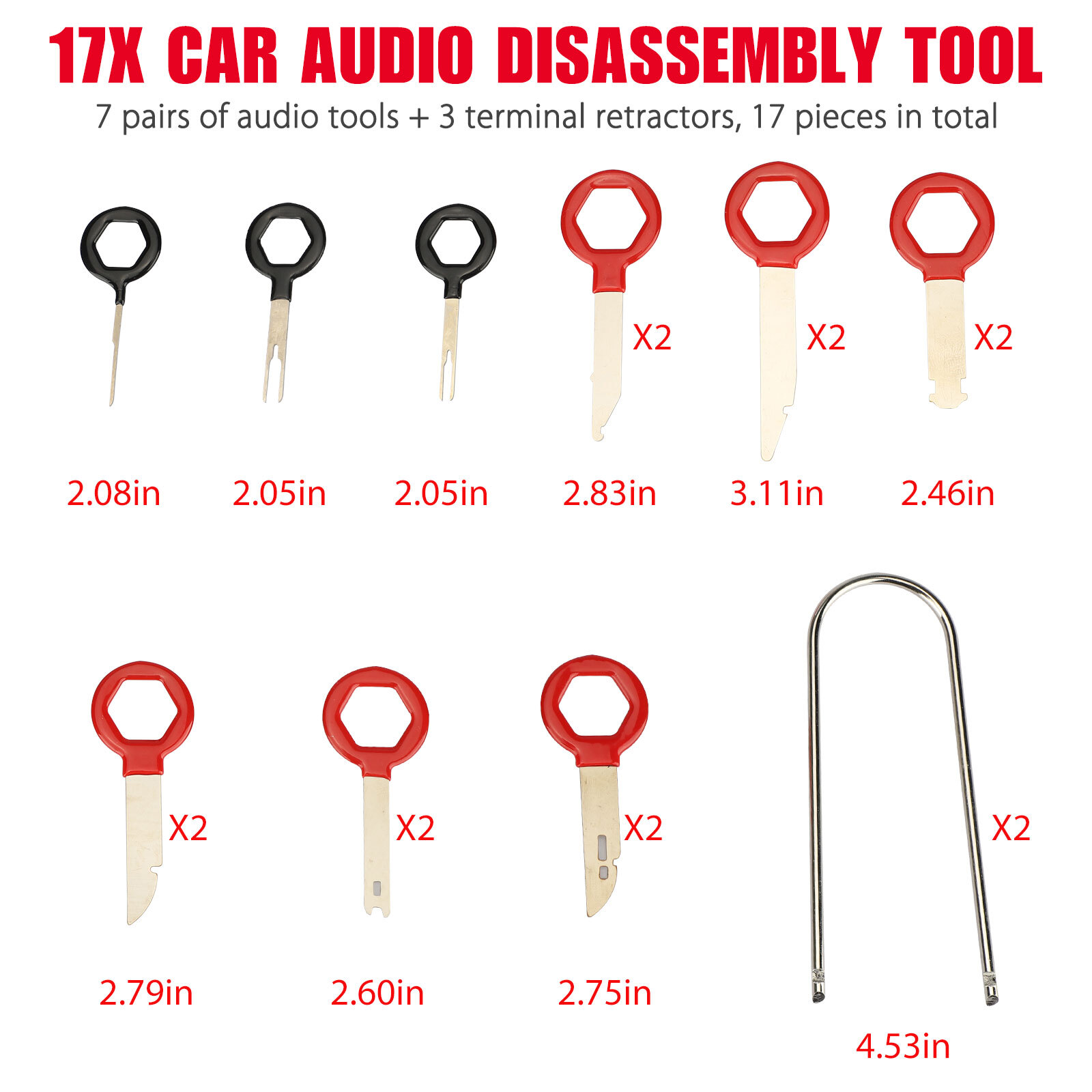 17X Car Audio Disassembly Tool Kit + Terminal Removal Connector Pin Ejector Kit